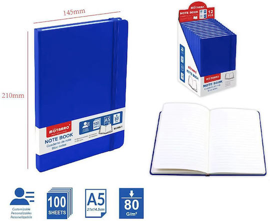 Motarro Carnet 100 Foi A5 cu Elastic Albastru