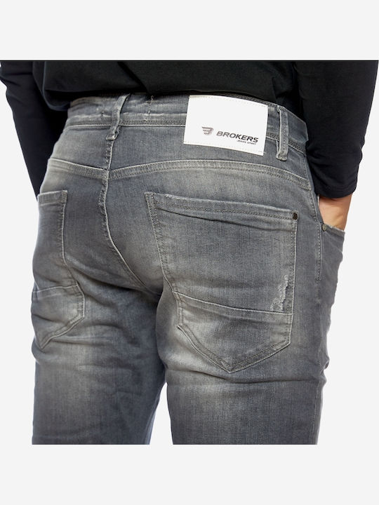 Men's Jeans Pants Elastic with Slim Fit Gray