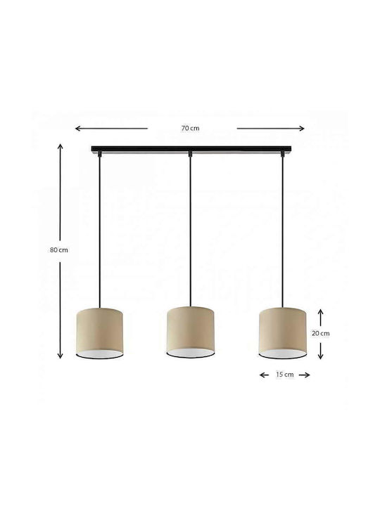 Megapap Morris Pendant Light Brown Rail with Socket E27 55x15x70cm