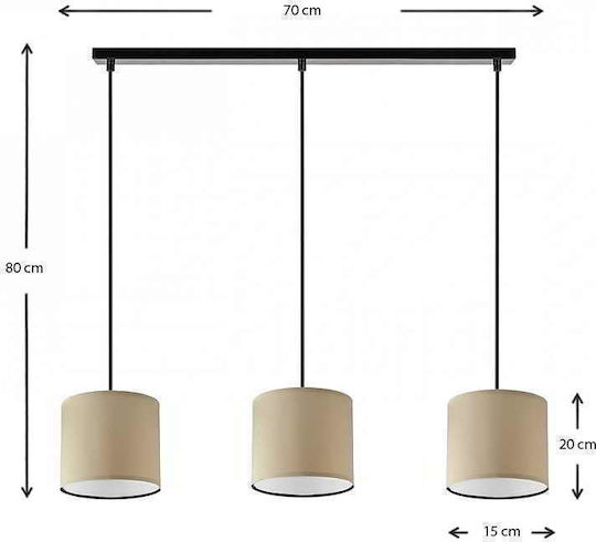 Megapap Morris Pendant Light Brown Rail with Socket E27 55x15x70cm