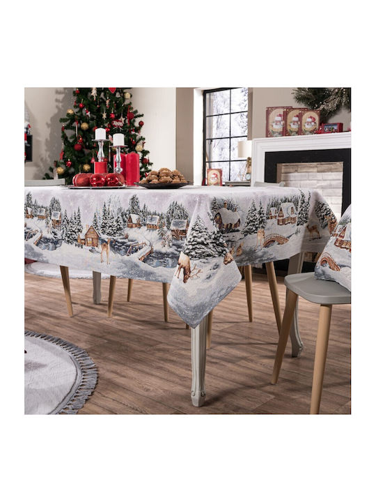 Teoran Christmas Tablecloth Fabric Gray L220xW140cm.