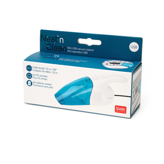 Legami Milano Mini Vacuum Net'N Clean Portable Vacuum Cleaner in Blue Color MVC0001