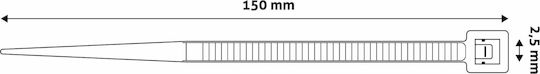 Entac Plastic Cable Ties 150mmx2.5mm In Black Colour 50 Pieces ECT-2.5-150-B