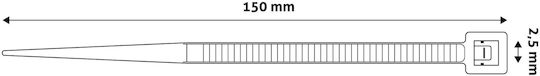 Entac Δεματικά Καλωδίων Πλαστικά 150mmx2.5mm σε Λευκό χρώμα (50τμχ) (ECT-2.5-150-W)