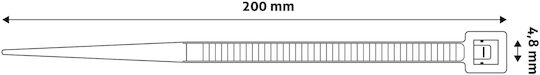Entac Cable Ties Plastic 200mm x 4.8mm in White Colour (50 pcs) (ECT-4.8-200-W)