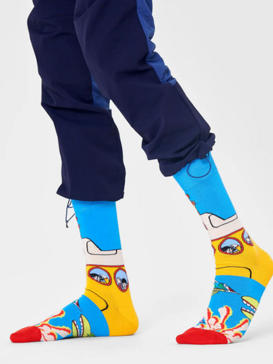 Happy Socks The Beatles Yellow Men's Patterned Socks Light Blue