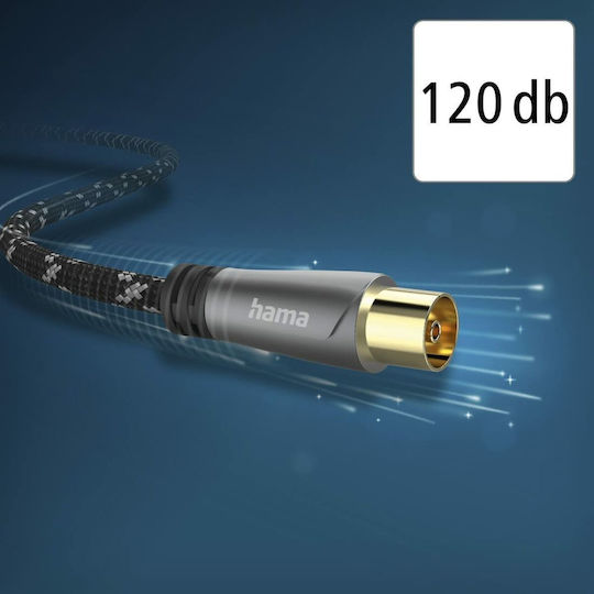 HAMA Cablu Antenă Coaxial de sex masculin - Coaxial de sex feminin Negru 3m (00205071)
