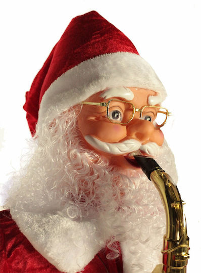 Dekorativer Weihnachtsmann mit Musik und Bewegung Rot aus Stoff 120cm