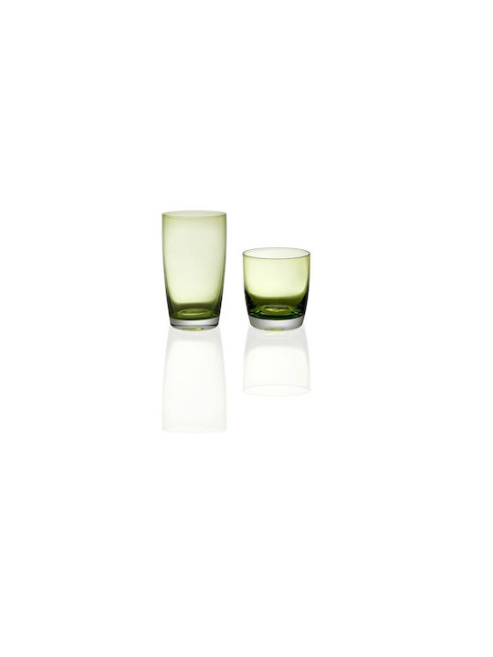 Cryspo Trio Irid Set of Glasses Water made of Glass in Green Color 540ml 6pcs