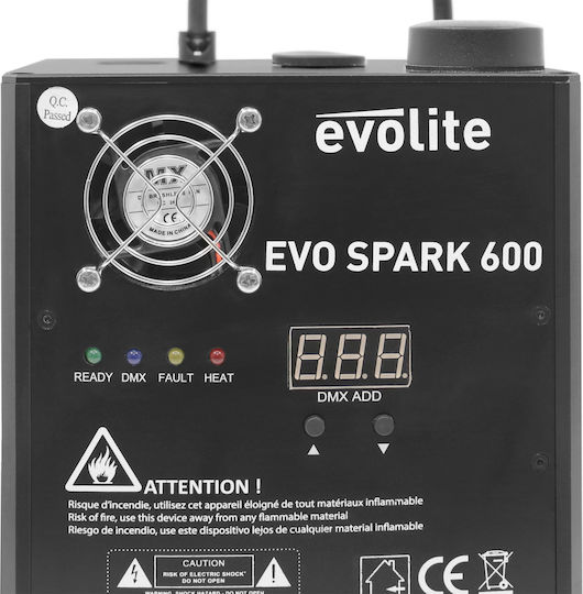 Evolite Spark 600 Μηχανή Sparks με Ασύρματο Χειριστήριο και Δυνατότητα Σύνδεσης με Κονσόλα Φωτισμού