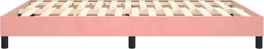 Double Upholstered Bed Base with Fabric Pink for Mattress 140x190cm