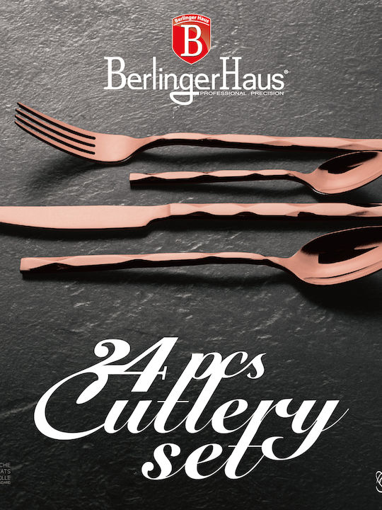 Berlinger Haus Black Smith Collection Σετ Μαχαιροπίρουνα Ανοξείδωτα Ροζ Χρυσό 24τμχ