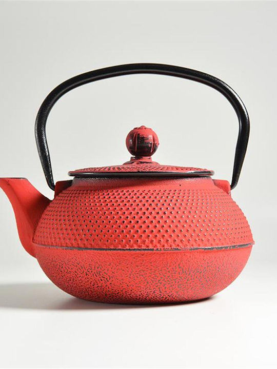 Dinox Tea Set with Filter Cast Iron in Red Color 300ml 1pcs