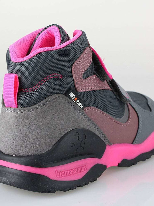Anatomical Leather Kids Snow Boots with Velcro Pink