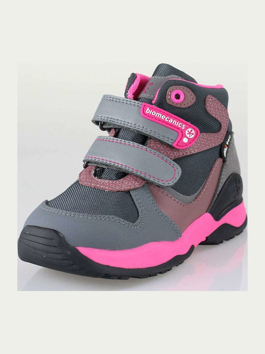 Anatomical Leather Kids Snow Boots with Velcro Pink