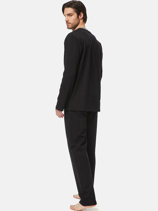Minerva Hard To Sleep Men's Winter Pajamas Set Black