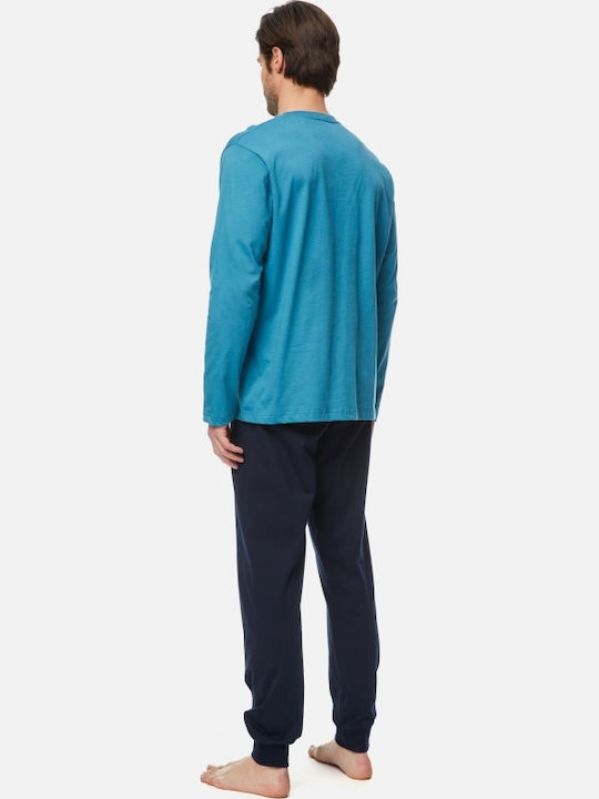 Minerva Positivity Men's Winter Pajamas Set Blue