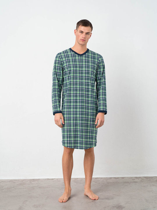 Vamp Men's Winter Checked Pajama Blouse Green