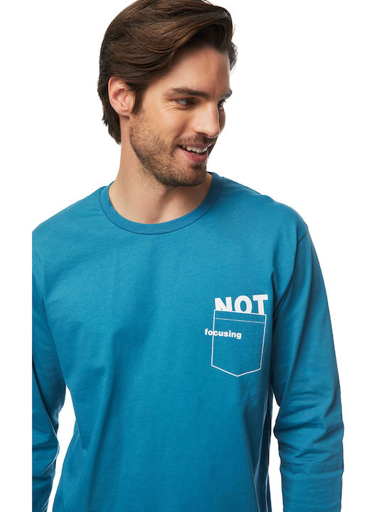 Minerva Positivity Men's Winter Pajamas Set Blue