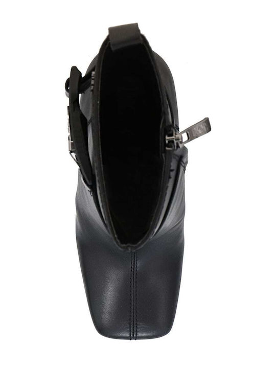 Zana Leather Women's Ankle Boots with High Heel Black