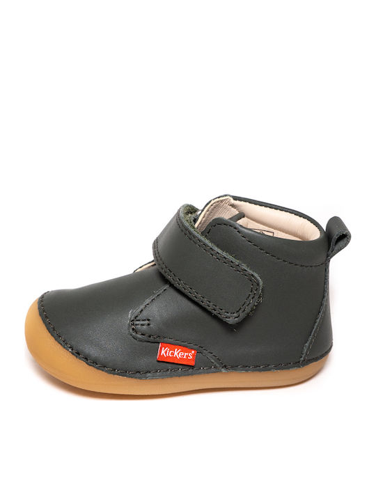 Sabio Leather Kids Boots with Velcro Khaki