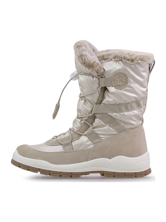 Suede Kinder-Schneestiefel mit Schnürsenkeln Beige