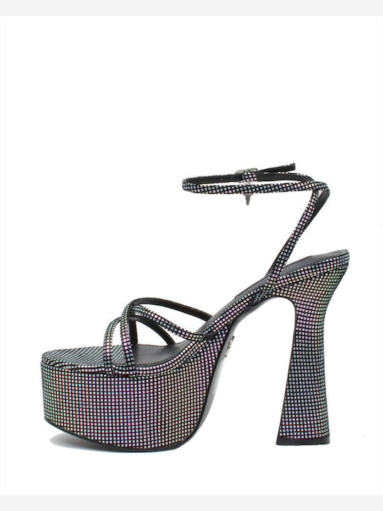 Windsor Smith Heartbreak Sandals with Strass Silver