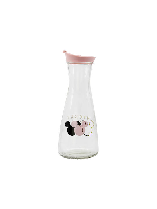 Stor Mickey Minnie Mouse Flasche Wasser Glas mit Schraubverschluss Transparent 900ml