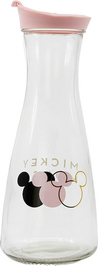 Stor Mickey Minnie Mouse Flasche Wasser Glas mit Schraubverschluss Transparent 900ml