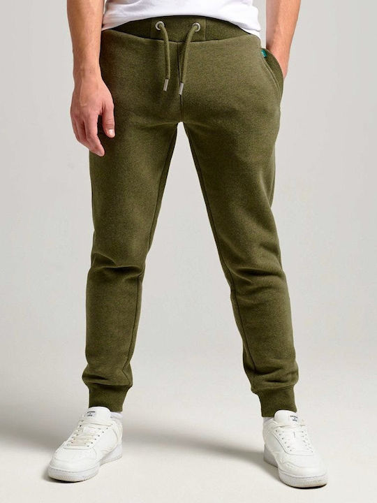 Superdry Vintage Logo Embossed Men's Sweatpants with Rubber Khaki