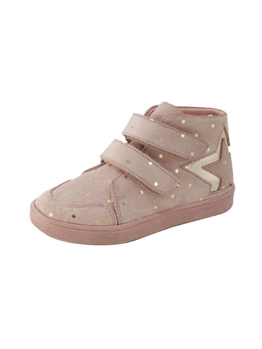 Oscal Kids Suede Boots with Hoop & Loop Closure Pink