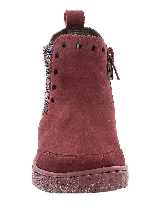 Ghete Copii din Piele cu Fermuar Burgundy