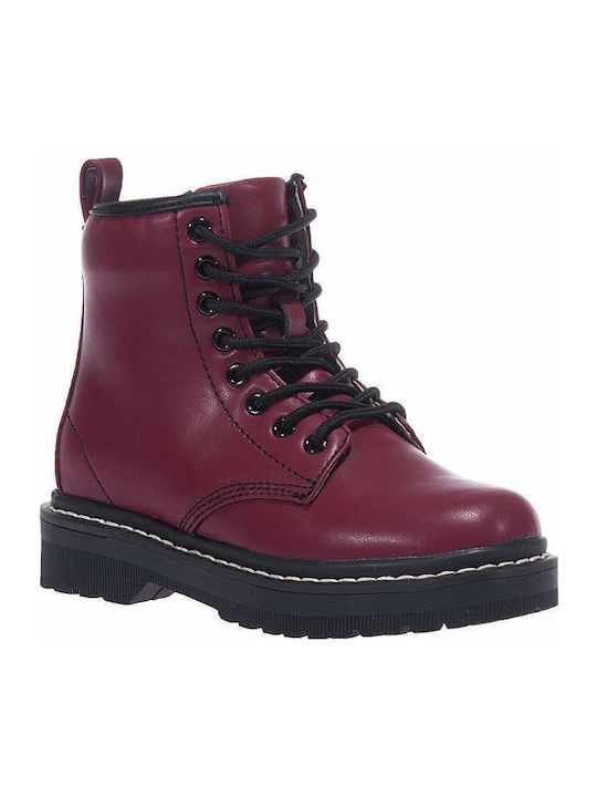 Doris Bordeaux Anatomisch Lederne Kinderstiefel mit Reißverschluss Burgundisch