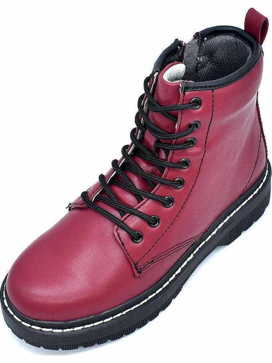 Doris Bordeaux Anatomisch Lederne Kinderstiefel mit Reißverschluss Burgundisch