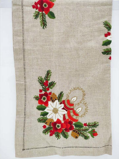 Dimeco 8941 Christmas Tablecloth Fabric Beige L180xW140cm.