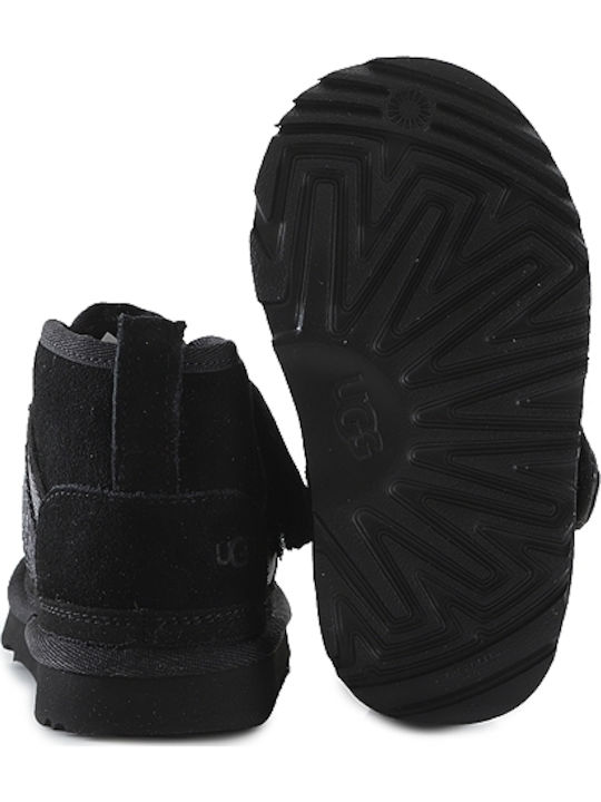 Neumel Snapback Suede Kids Boots with Velcro Black