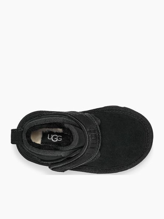 Neumel Snapback Suede Kids Boots with Velcro Black