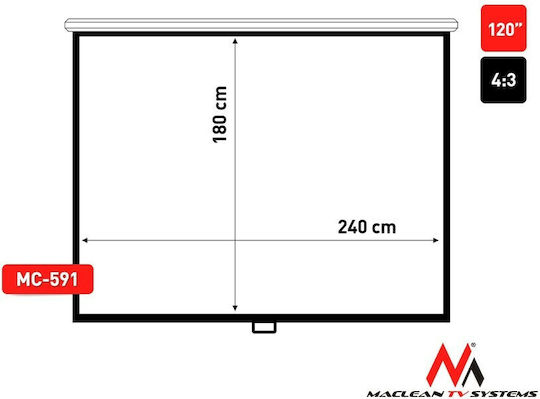 Maclean Energy Οθόνη Προβολής Projector Οροφής με Λόγο Εικόνας 4:3 180x240cm / 120"