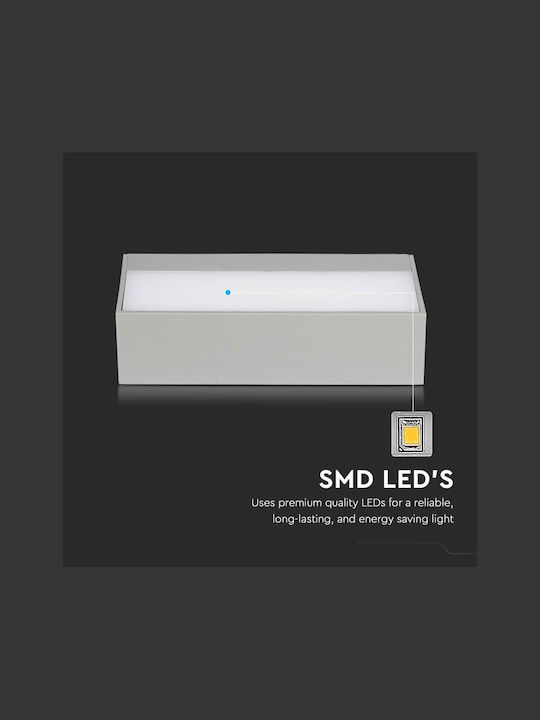 V-TAC Wall-Mounted Outdoor Ceiling Light LED IP65 12W with Cool White Light Double Beam 23x10x9εκ.