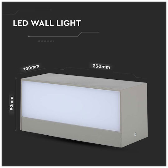 V-TAC Wall-Mounted Outdoor Ceiling Light LED IP65 12W with Cool White Light Double Beam 23x10x9εκ.