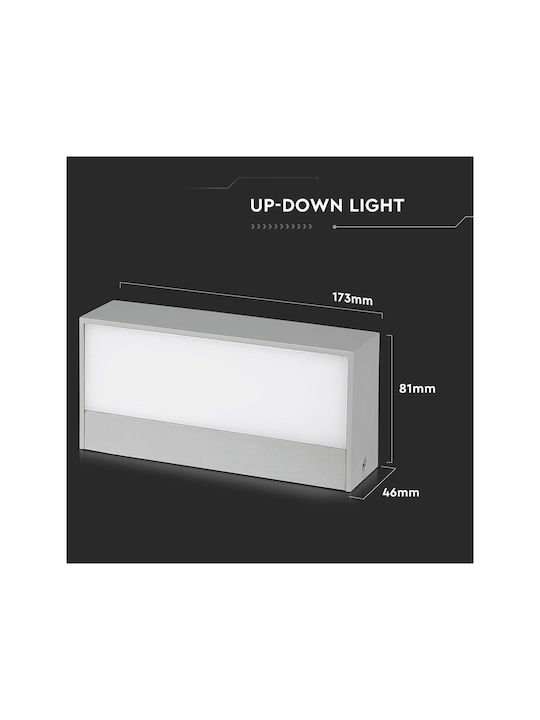 V-TAC Επιτοίχια Εξωτερική Πλαφονιέρα LED IP65 9W με Θερμό Λευκό Φως Διπλής Δέσμης 17.3x8.1x4.6εκ.