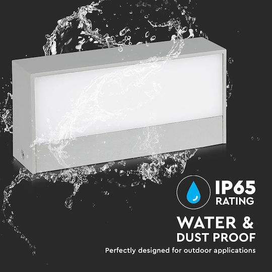 V-TAC Wall-Mounted Outdoor Ceiling Light LED IP65 9W with Cool White Light Double Beam 17.3x8.1x4.6εκ.