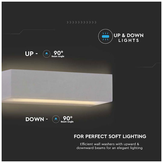 V-TAC Wall-Mounted Outdoor Ceiling Light LED IP65 12W with Cool White Light Double Beam 23x10x9εκ.