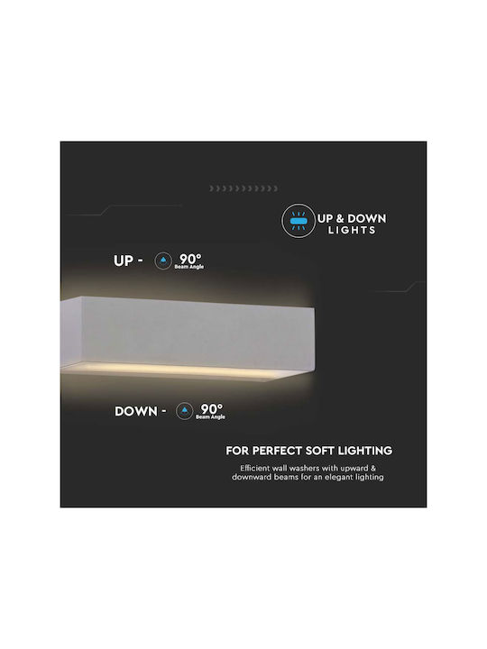V-TAC Επιτοίχια Εξωτερική Πλαφονιέρα LED IP65 9W με Ψυχρό Λευκό Φως Διπλής Δέσμης 17.3x8.1x4.6εκ.