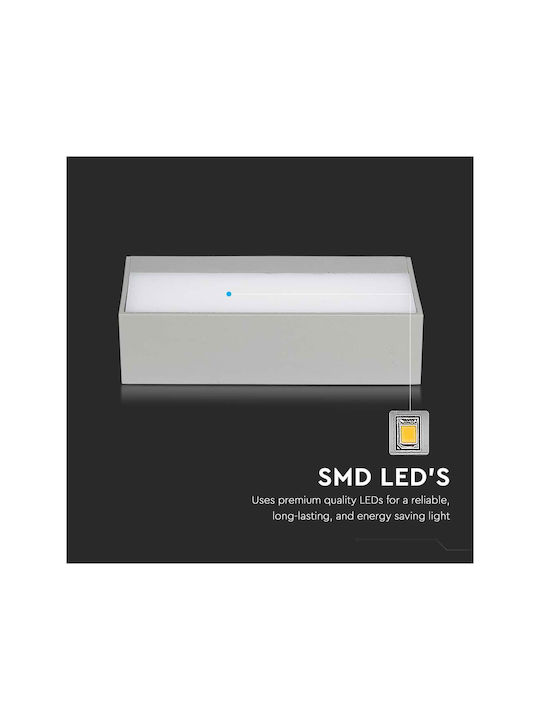 V-TAC Επιτοίχια Εξωτερική Πλαφονιέρα LED IP65 9W με Θερμό Λευκό Φως Διπλής Δέσμης 17.3x8.1x4.6εκ.