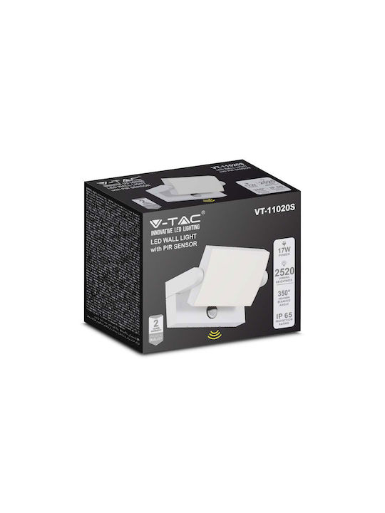 V-TAC Wall-Mounted Outdoor Ceiling Light LED IP65 17W with Warm White Light 21.2x16.5x10εκ.
