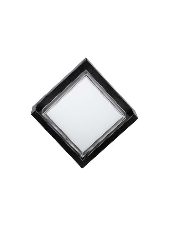 V-TAC Επιτοίχια Εξωτερική Πλαφονιέρα LED IP65 12W με Θερμό Λευκό Φως 16x16x10εκ.