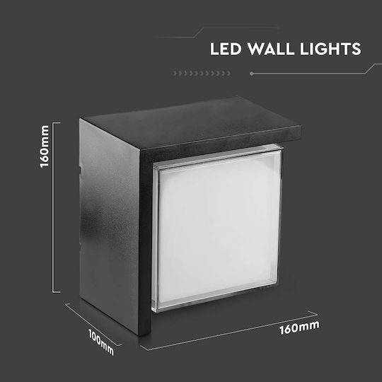V-TAC Wall-Mounted Outdoor Ceiling Light LED IP65 12W with Warm White Light 16x16x10εκ.
