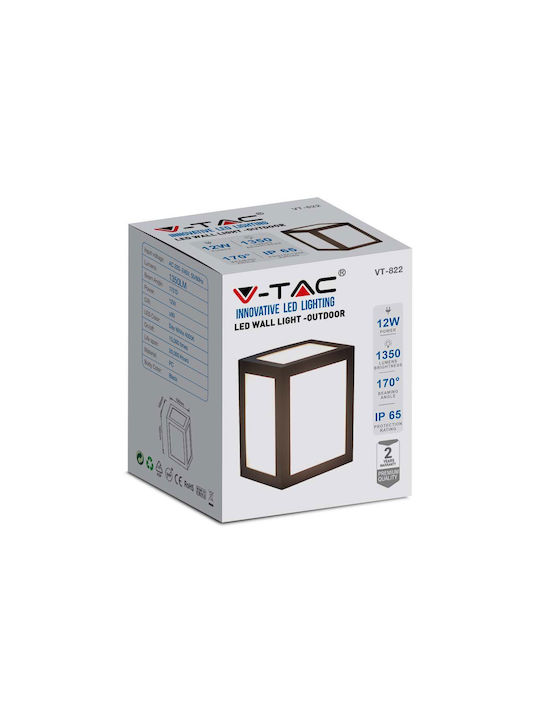 V-TAC Επιτοίχια Εξωτερική Πλαφονιέρα LED IP65 12W με Φυσικό Λευκό Φως 16x10.8x13εκ.