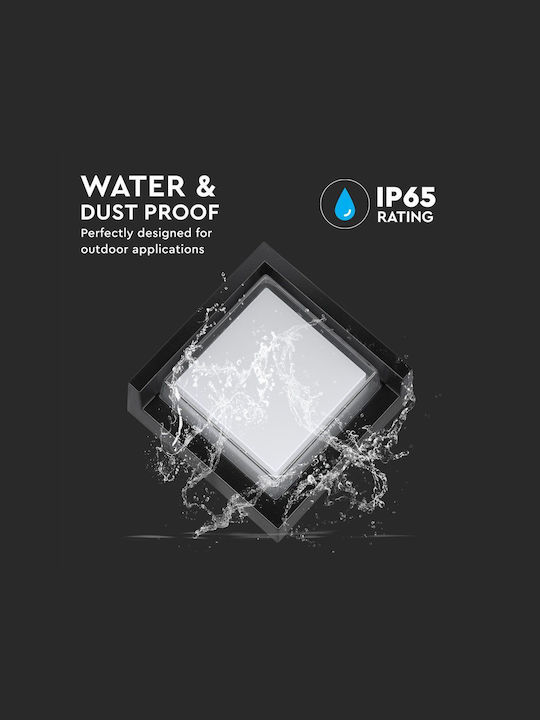 V-TAC Επιτοίχια Εξωτερική Πλαφονιέρα LED IP65 7W με Θερμό Λευκό Φως 13.3x13.3x6.7εκ.